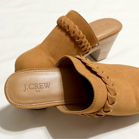 J. Crew Women’s Sueded Vegan Leather Clogs, Camel Tan with Gold Studs - 7 - Picture 9 of 16